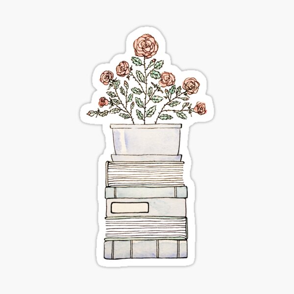 Books & a Rosebush Sticker