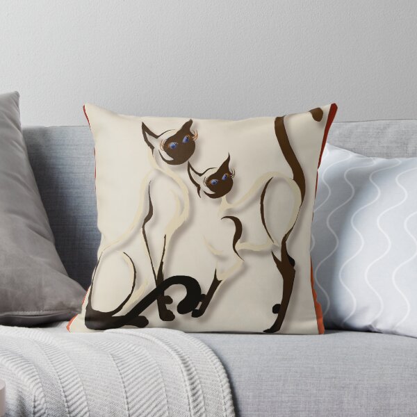 Two Siamese Cats Throw Pillow