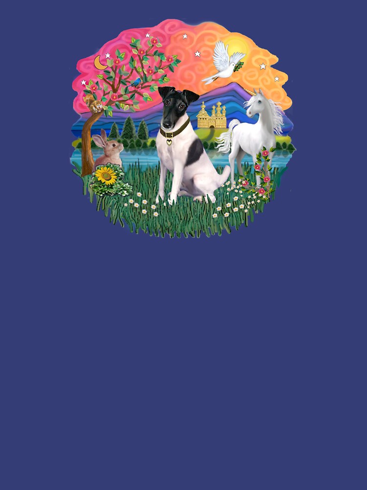 Fantasy Land with a Smooth Fox Terrier (black and white) by JeanBFitzgerald