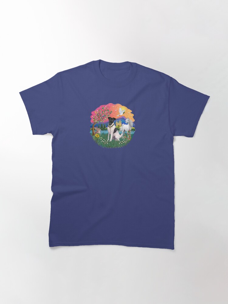 Alternate view of Fantasy Land with a Smooth Fox Terrier (black and white) Classic T-Shirt
