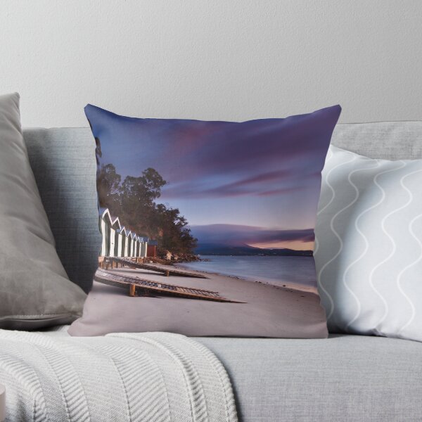Coningham Beach Boat Sheds #2 Throw Pillow
