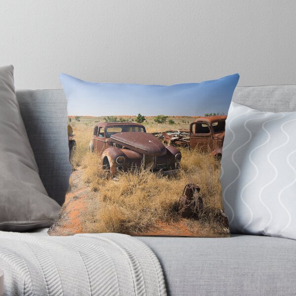 Old Vehicles Wrecks Throw Pillow