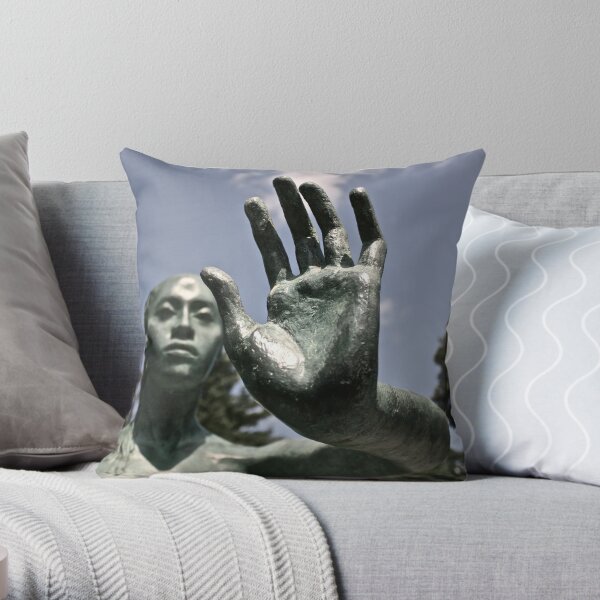Green Statue Throw Pillow