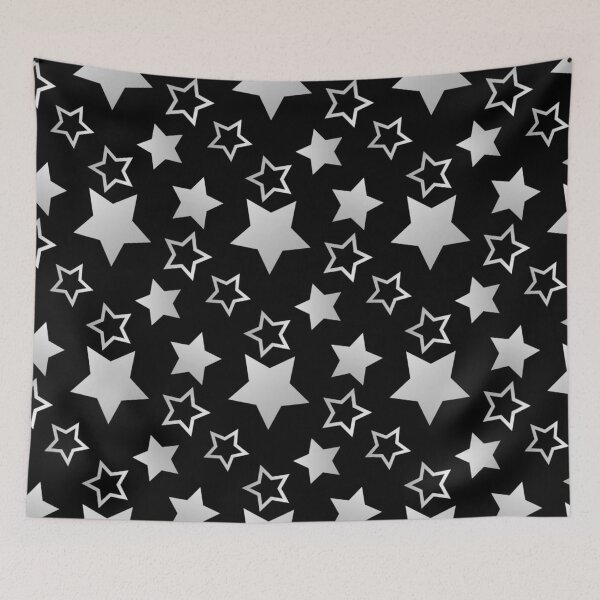Item preview, Silver Stars on Black Background designed and sold by Poetic Patterns Studio.