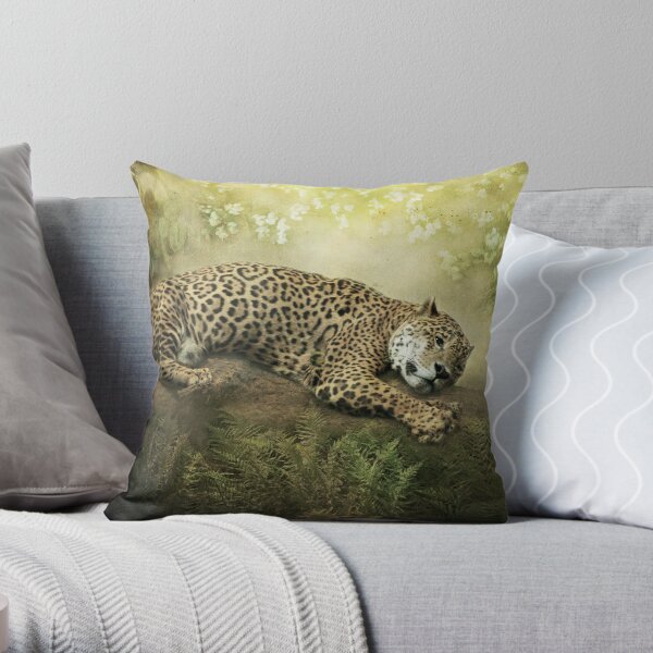 The Jaguar and the Peacock........ Throw Pillow