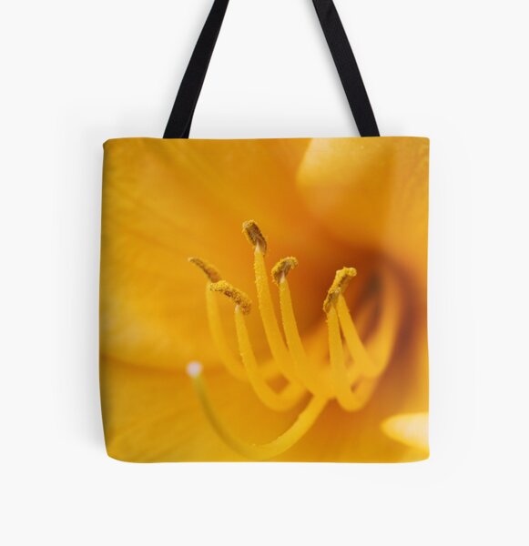 Yellow Lily Stamen All Over Print Tote Bag