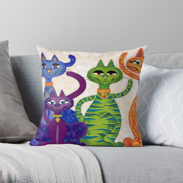 'High Street Cats' - a little bit Posh! (larger version) Throw Pillow