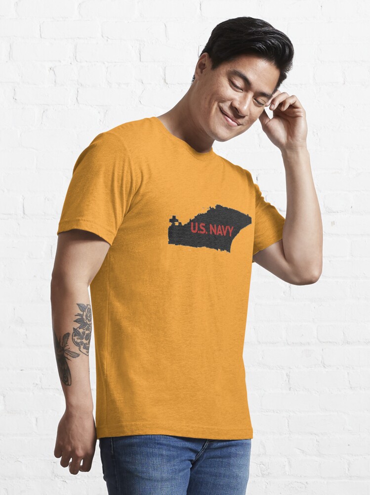 Alternate view of U.S. Navy - Aircraft Carrier - Orange Text Essential T-Shirt