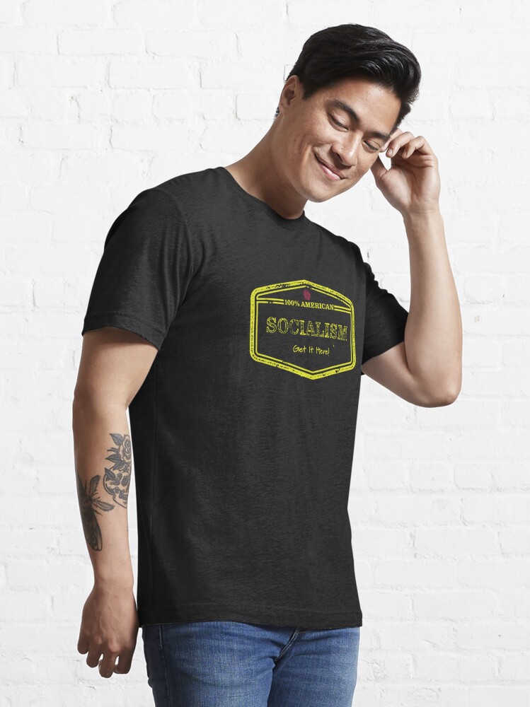 Alternate view of 100% American Socialism - Yellow Text Essential T-Shirt
