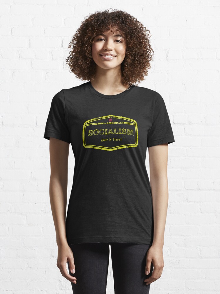 Alternate view of 100% American Socialism - Yellow Text Essential T-Shirt