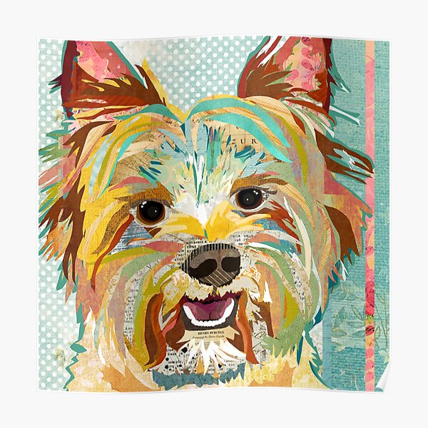 Yorkshire Terrier / Yorkie Dog Portrait Colorful Collage Art Poster