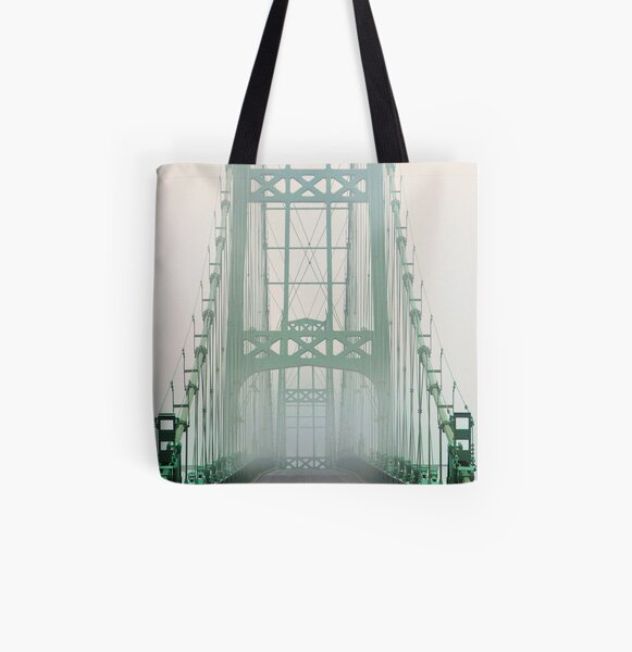 Fog, Deer Isle Bridge, Deer Isle, Maine All Over Print Tote Bag