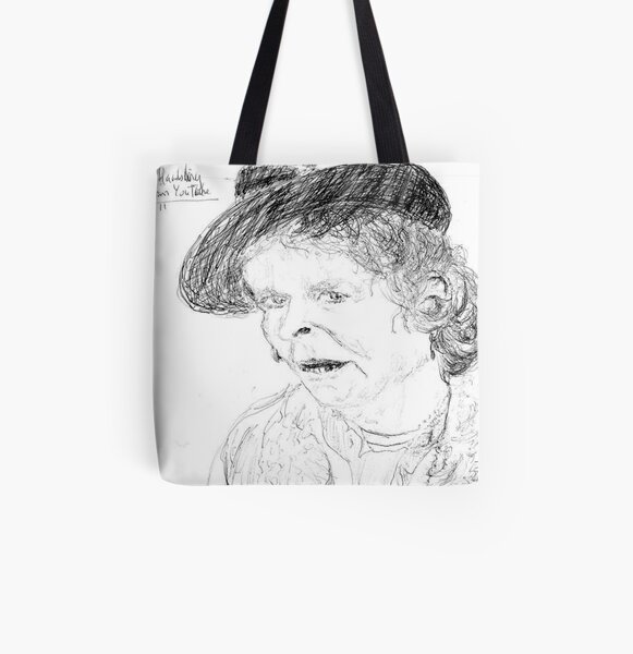 Maggie Hambling on YouTube -(260711)- Biro pen/black ink All Over Print Tote Bag