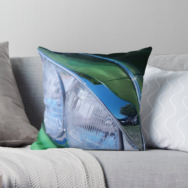 Headlights and Green Throw Pillow