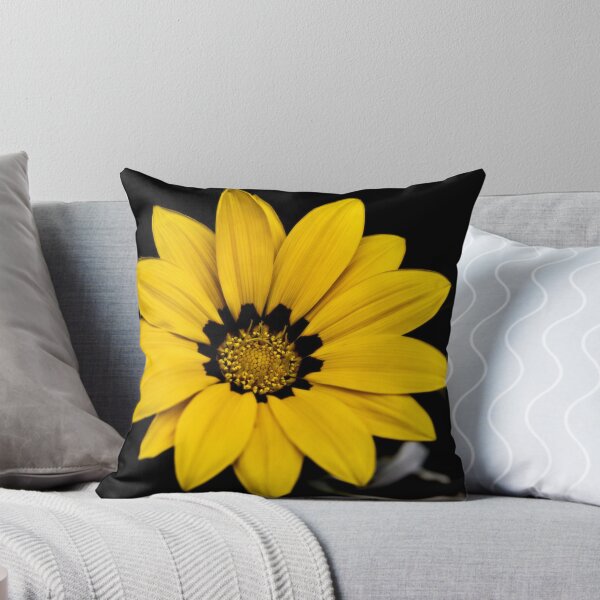 Stylized Yellow Flower Throw Pillow