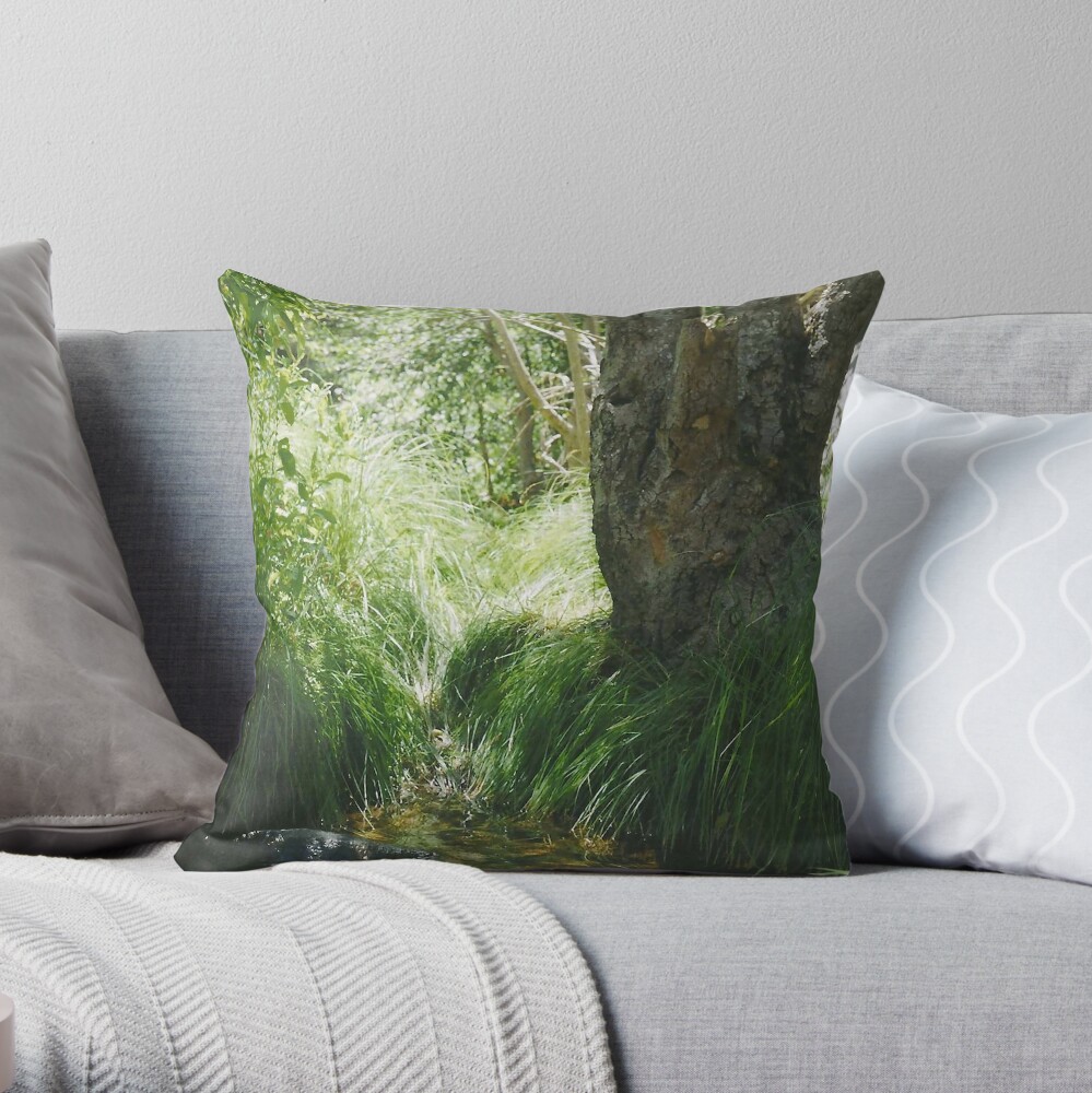 river bank. Throw Pillow