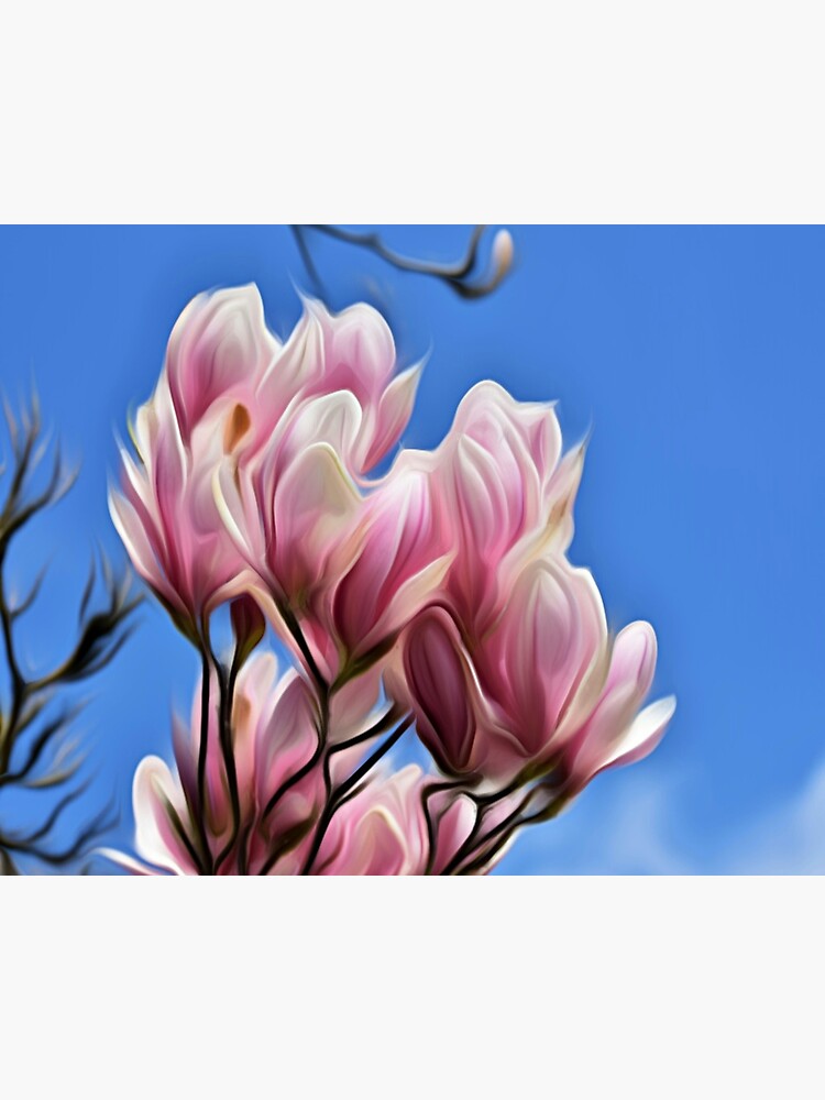 Lámina rígida «Magnolia rosa flores pintura del arte» de universalenigma |  Redbubble