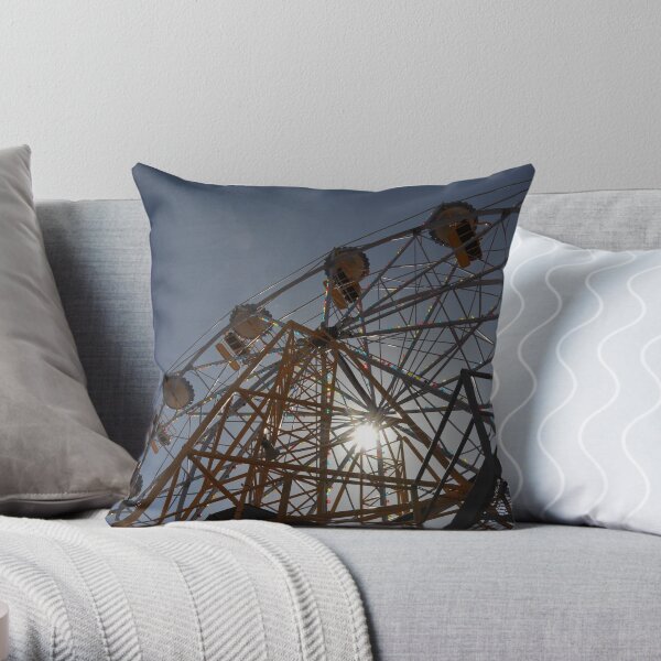 Ferris Wheel with Sun, Luna Park Throw Pillow