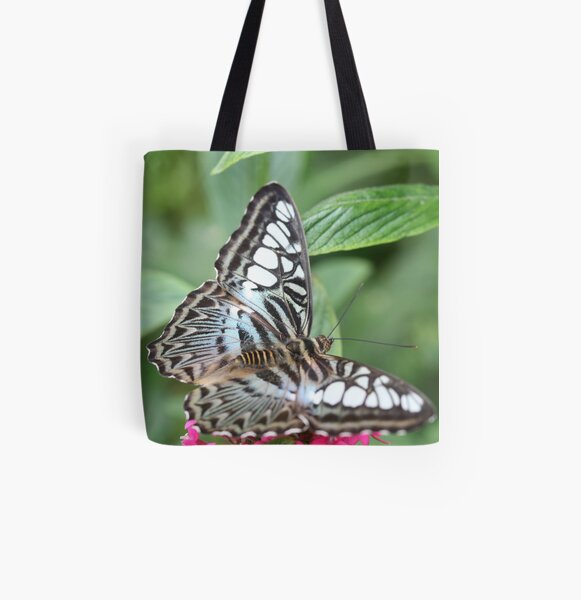 Blue and White Butterfly All Over Print Tote Bag