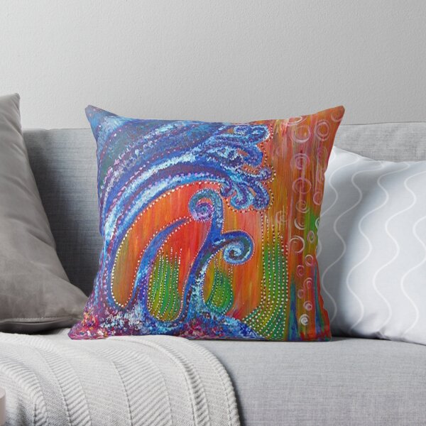 Ocean Floor - acrylic painting by LeahG Throw Pillow