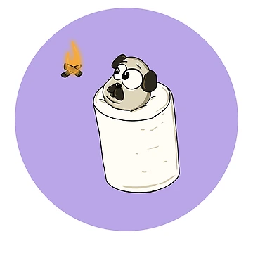 Artwork thumbnail, PugMallow Sticker by BramsDesigns