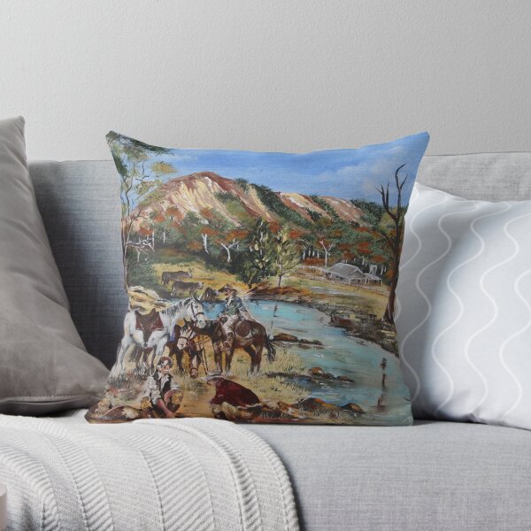 Drover's camp Throw Pillow
