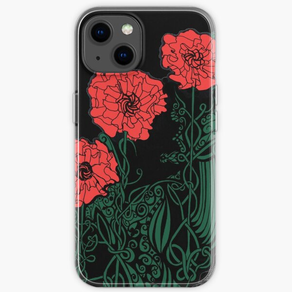 Red and Green Celtic Poppies iPhone Soft Case