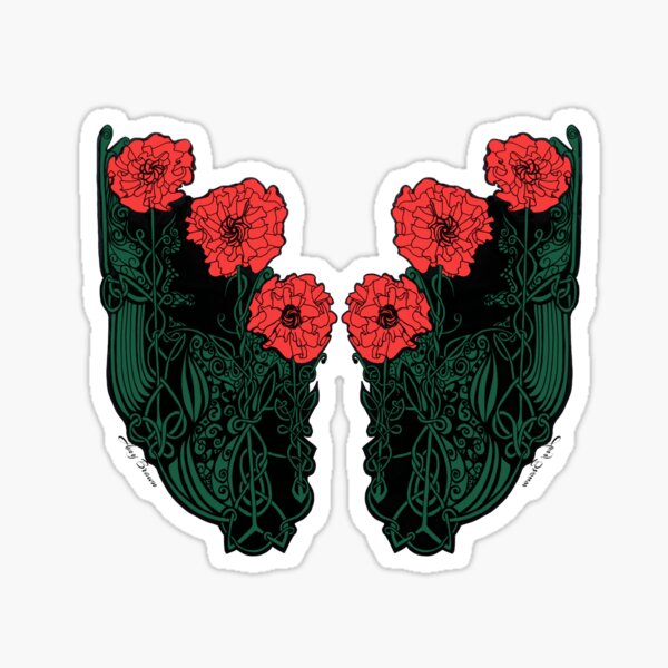 Red and Green Celtic Poppies Sticker