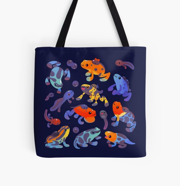 Poison dart frogs - dark All Over Print Tote Bag