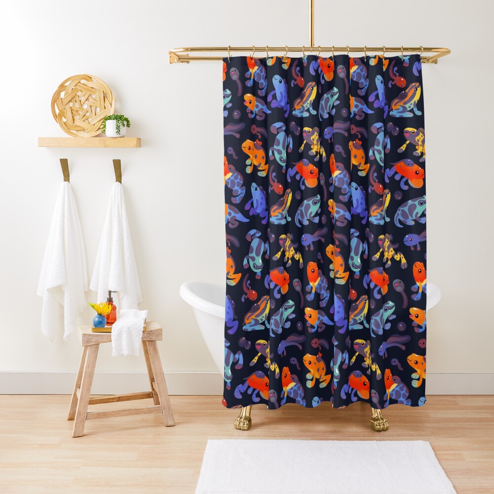 Poison dart frogs - dark Shower Curtain
