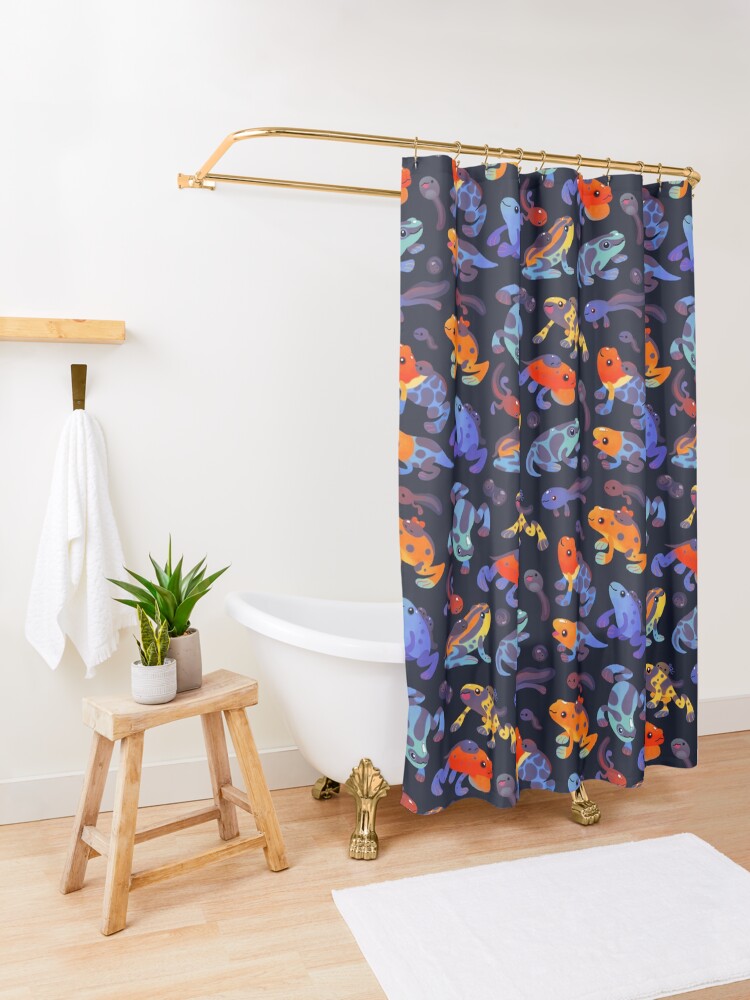 Alternate view of Poison dart frogs - dark Shower Curtain