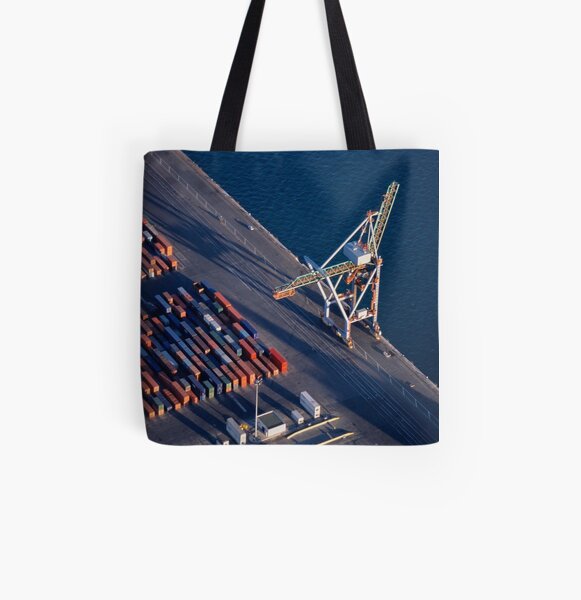 Freight container yard at Marseille Port All Over Print Tote Bag