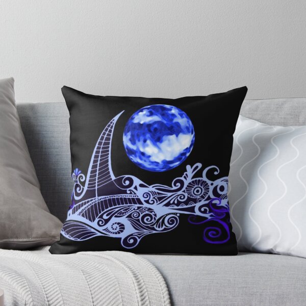 Card - Lunar Sailing - Ultramarine Throw Pillow