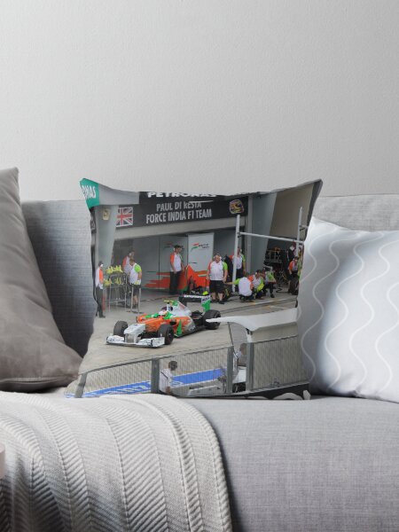 Paul DiResta of Force India F1 at Pits Throw Pillow