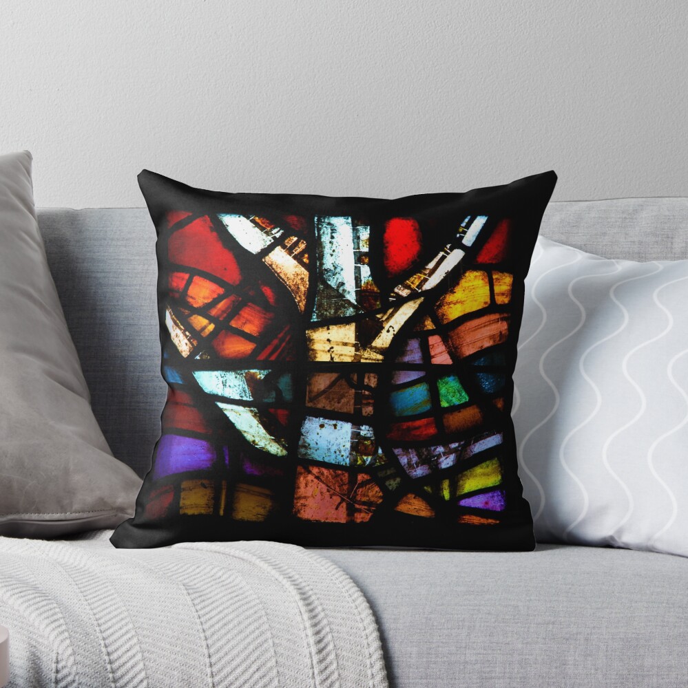 Stained Glass in Coventry Cathedral Throw Pillow