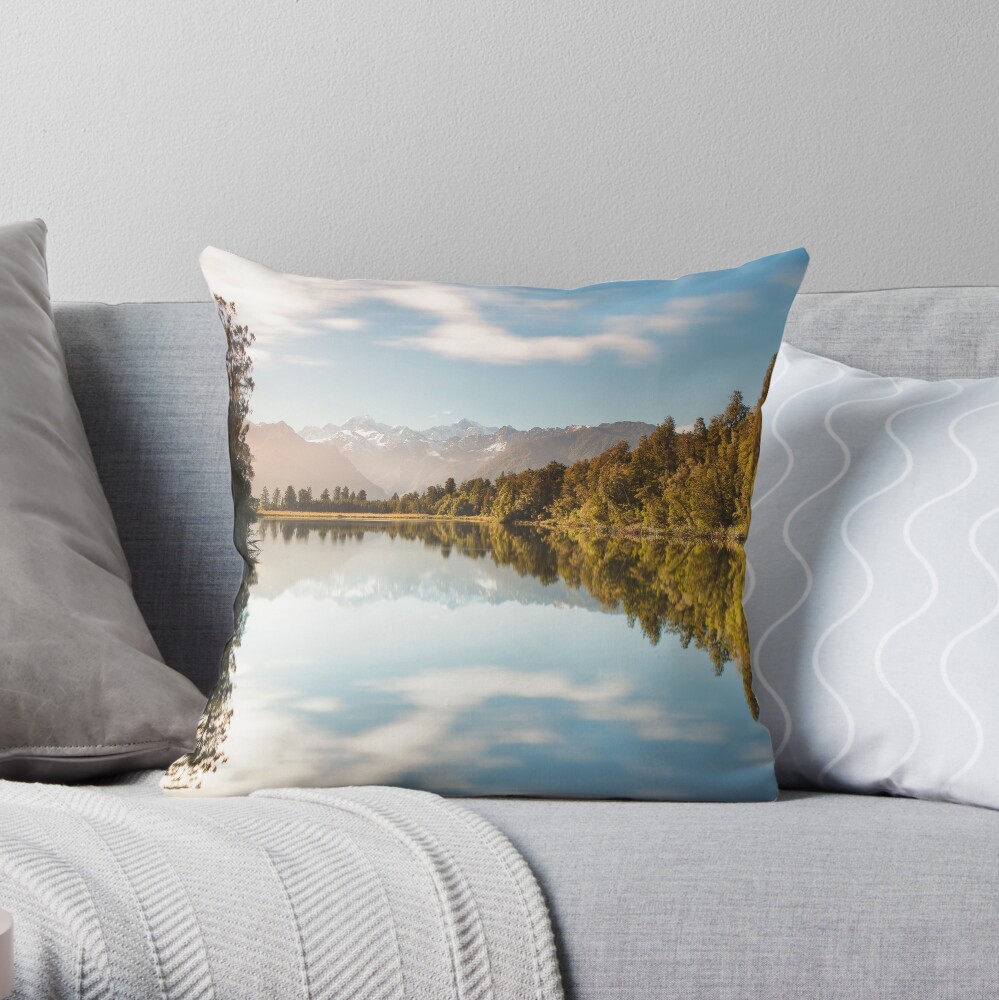 The Colors Of Lake Matheson Throw Pillow