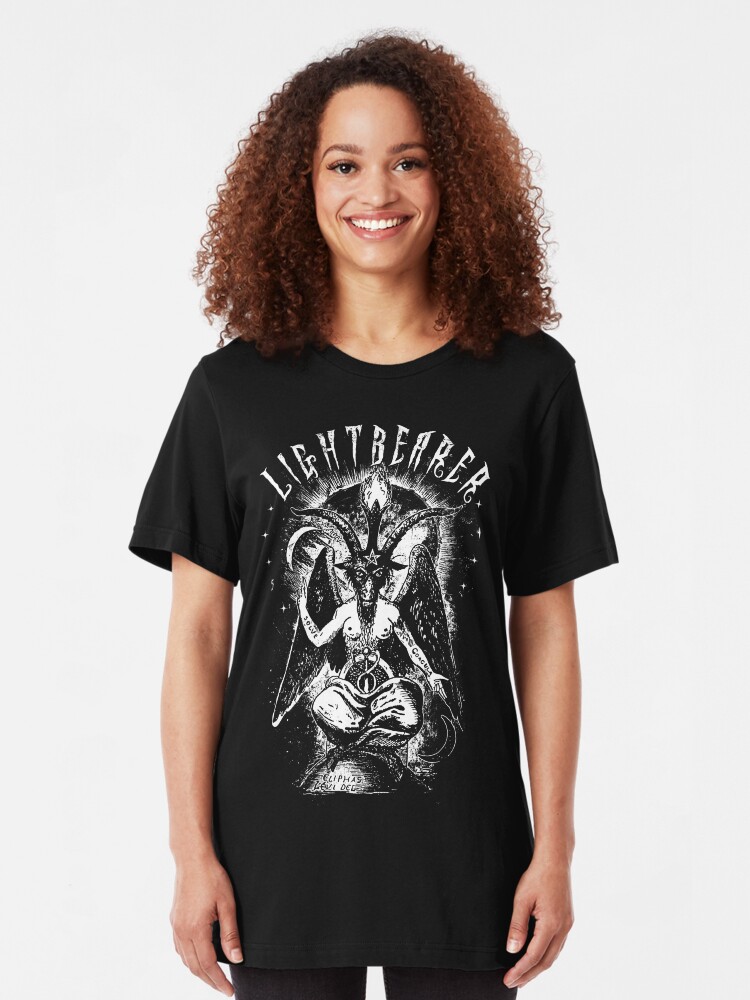 Alternate view of Lightbearer - Lucifer - Baphomet - Eldritch Dreamer - Lovecraftian Cthulhu mythos wear Slim Fit T-Shirt