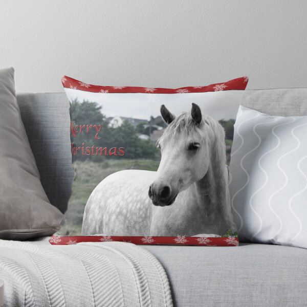 Connemara Pony Christmas Card -Type 2 Throw Pillow