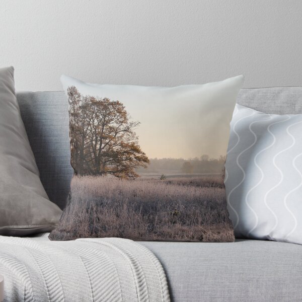 First frost, and tree in autumn colors Throw Pillow