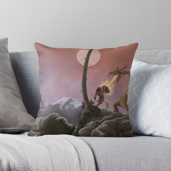 Sigurd and Fafnir Throw Pillow