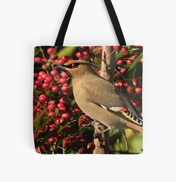 Cedar Waxwing All Over Print Tote Bag