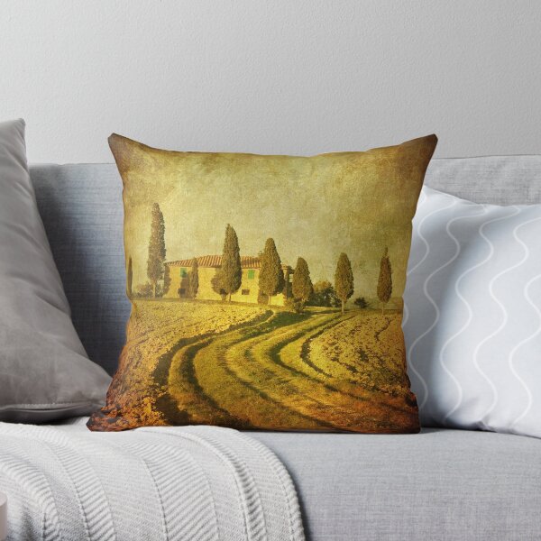 Vintage Tuscan landscape Throw Pillow