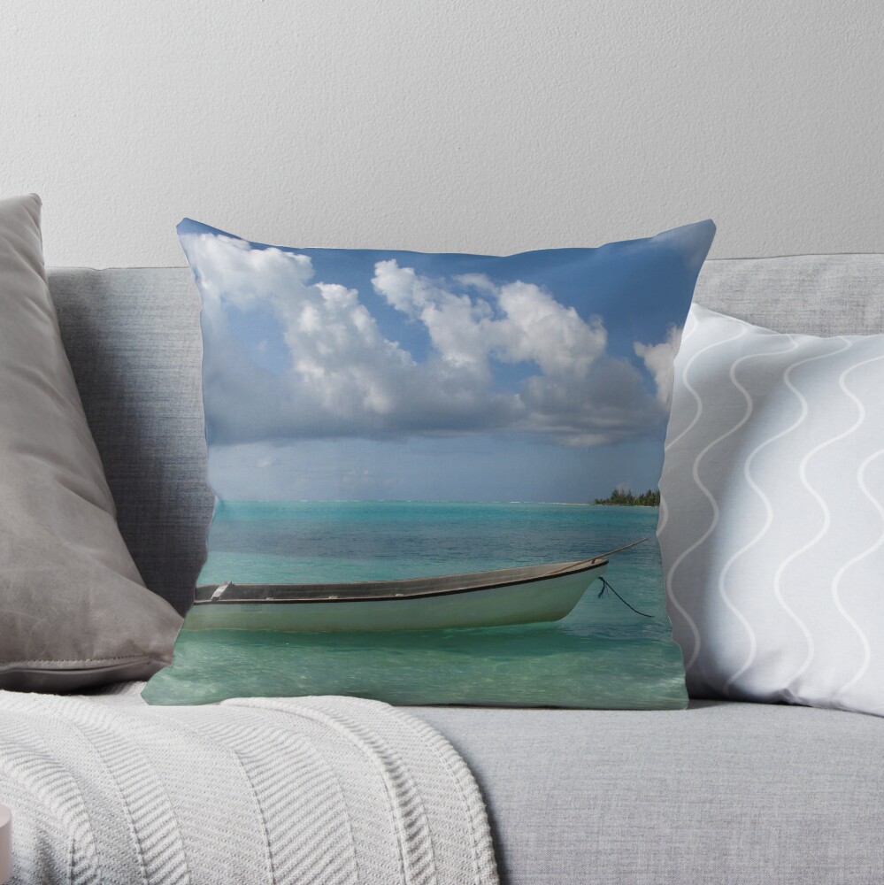 Longboat at Tsoi-lik Village Throw Pillow