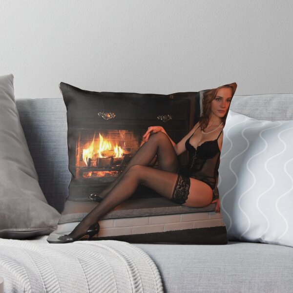 Item preview, Beautiful tall redhead in lingerie sitting in front of  fireplace  designed and sold by Anton Oparin.