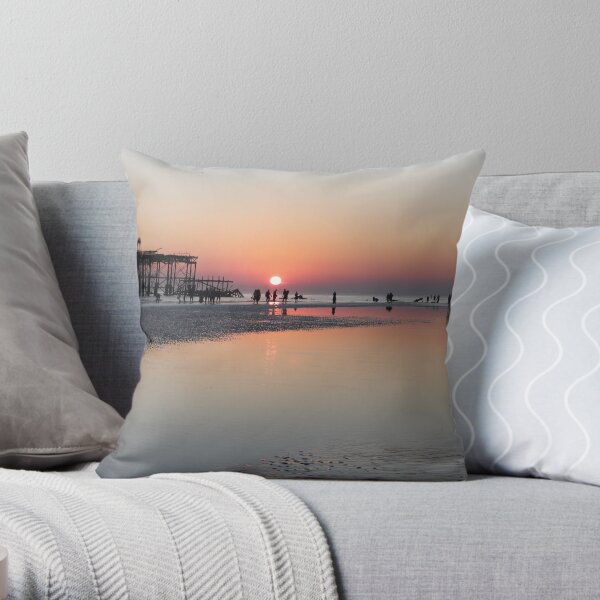 Low Tide on Brighton Beach Throw Pillow