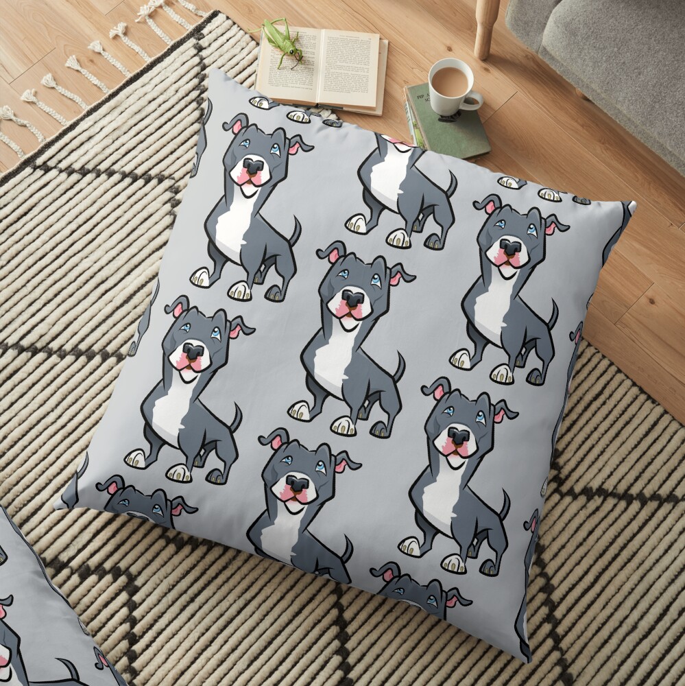 Blue Pit Bull Floor Pillow
