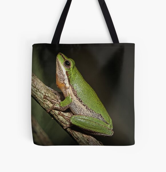 Frog on Branch All Over Print Tote Bag