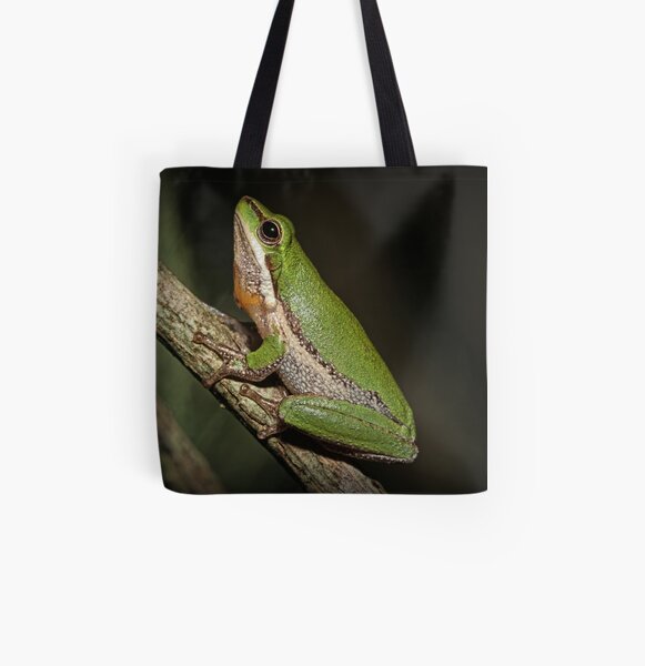 Frog on Branch All Over Print Tote Bag