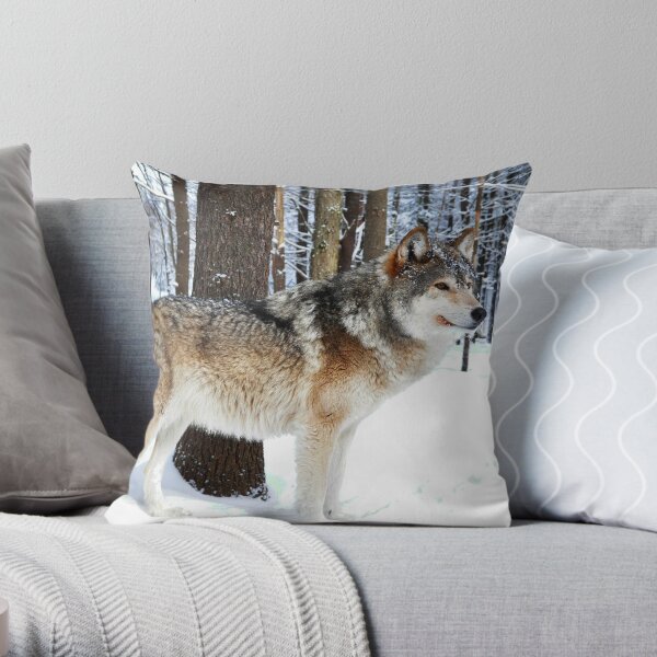 Timber Wolf Throw Pillow