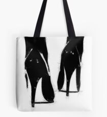 A Highly Erotic Drawing of Fashionable High Heel Shoes from Behind Tote Bag